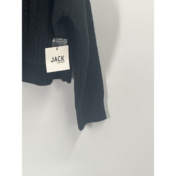 Jack by BB Dakota Black Cropped Cable Knit Turtle Neck Sweater Sz Small NWT - Picture 2 of 7